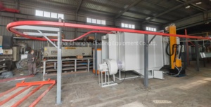 Linea Industriale di Verniciatura a Polvere Elettrostatica Changhe, Cabina di Spruzzatura Automatica, Forno di Polimerizzazione, Lamiera Zincata a Movimento Alternato Motorizzato - Product Image 3