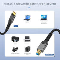 Cable de Impresora USB B 3.0 a USB C, USB 3.0 Tipo B, 5 Gbps, Trenzado de Nailon, Compatible con Base de Conexión, Disco Duro Externo, Escáner
