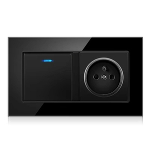 146*86 Mét Tempered Glass Bảng điều chỉnh pháp tường ổ cắm 1Gang 1 Way LED chuyển đổi tường cơ khí Rocker chuyển - Product Image 2