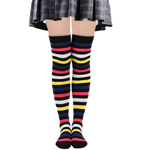 Bas colorés mi-cuisses pour femmes, chaussettes à rayures arc-en-ciel pour loisirs, fête, adolescents, étudiants, cosplay anime, danse, bas pour dames - Product Image 4