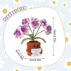 Positive Daisy Crochet Daisy <b>Flower</b> Emotional <b>Support</b> Knitted <b>Flower</b> Pot Crocheted Potted <b>Flower</b> for Home Office Car Decor - Product Image 4