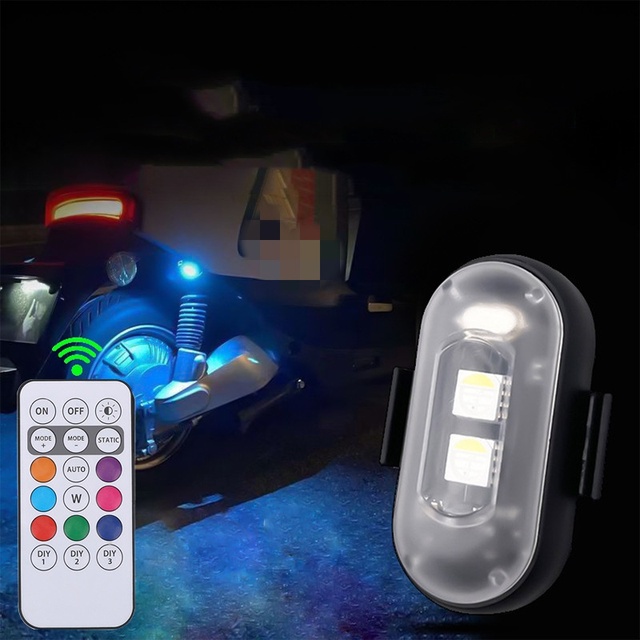 Car Strobe Light 8Color Remote Motorcycle Flash Led Anti-collision Warning Lamp Waterproof Wireless Remote Control for Car Bike
