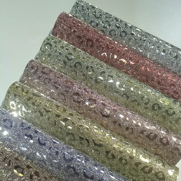 Hot sells Sparkly Shiny Synthetic Vinyl Laminated Glitter Cinderella Fabric Leather for Bags Shoes