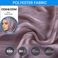 Tissu Hijab en Satin de Polyester Jacquard à Rayures Argentées B2, Antistatique et Respirant, pour le Marché d'Arabie Saoudite, de Dubaï et du Golfe