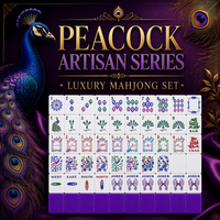 Set Mahjong Akrilik Empat Lapis Motif Merak Ungu Mewah dan Portabel - Set Hiburan Tahan Lama & Ramah Lingkungan
