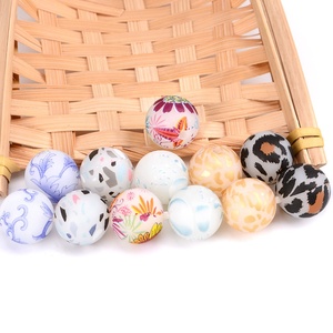 Best Selling Borjay Food Grade Custom 6 Styles Jewelry Beadable Pen Making 15mm Luminous Printed <b>Silicone</b> <b>Beads</b> - Product Image 3
