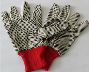 Guantes DE TRABAJO punteados de PVC negro con forro de lona de algodón para la industria - Product Image 3