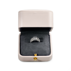 FANXI Custom Logo Ring <b>Box</b> <b>White</b> PU Leather Microfiber Storage Jewelry <b>Box</b> Packing <b>Box</b> - Product Image 6