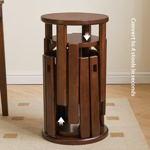 Ensemble moderne de <span class=keywords><strong>table</strong></span> basse et 4 chaises <span class=keywords><strong>en</strong></span> bois massif, multifonctionnel, empilable, <span class=keywords><strong>banc</strong></span> de salon portable pour chambre à coucher - Product Image 1