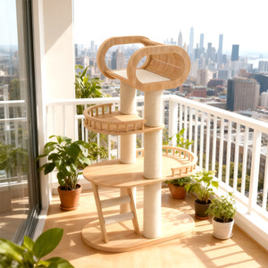 Modern Wood <b>Cat</b> <b>Tree</b> Multi Level <b>Scratching</b> Post With Perches For <b>Cats</b> - Product Image 2