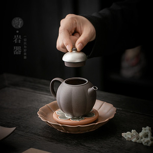 Handmade Ceramic Teapot Pumpkin Shape Black Clay With Lid Kung Fu <b>Tea</b> Set <b>Small</b> Size - Product Image 3