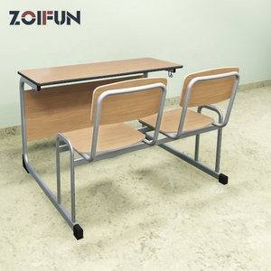 Precio al por mayor: Escritorio escolar doble de madera comercial desmontable con silla y mesa de acero para dos estudiantes - Product Image 5