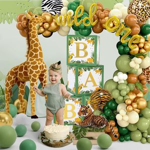 Kit d'<span class=keywords><strong>arche</strong></span> de guirlande de ballons en latex sur le thème de la jungle safari vert sauvage pour premier anniversaire, anniversaire, célébrations, décoration de fête - Product Image 4
