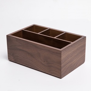 Black Walnut Desk Organizer Storage <b>Box</b> 19.5x13.5x8.5cm Four Compartment For Office Home Stationery Jewelry <b>Makeup</b> - Product Image 3