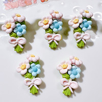 Bouquet de figurines en résine colorées - Motif floral tendance, souvenir d'intérieur et décoration de vacances, matériau DIY en vrac pour coque de téléphone