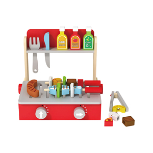 Casa de juegos de madera para niños, juego de barbacoa pequeño de chef, parrilla, juguete de cocina, juego de simulación, barbacoa, 26 Uds. - Product Image 1
