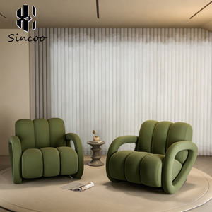 Sillón de Tela Moderno Nórdico Geométrico Individual o Doble para Salón de Belleza, Spa de Uñas o Barbería, Ideal para Áreas de Espera - Product Image 4