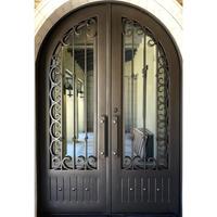 Porte en fer forgé haut de gamme et verre/ Porte double en fer forgé