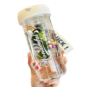Stylish Water Cup With Tea Infuser And Straw Large Capacity Portable Plastic Cup For Students Summer Use - Product Image 5