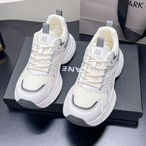 Baskets Chunky en Cuir Véritable pour <span class=keywords><strong>Femme</strong></span>, Plateforme Rehaussante, Style Rétro Streetwear, Chaussures de Course - Product Image 5
