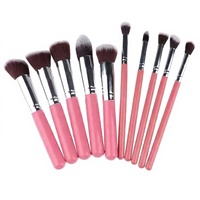 Ensemble de 10 pinceaux de maquillage pour le visage et l'application de masques en argile, poils doux en nylon, manche en bois, applicateur de fond de teint et d'eye-liner