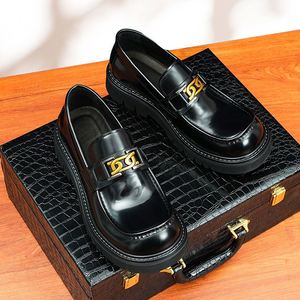 New High-end Genuine Cowhide Leather Casual Business Derby <b>Shoes</b> <b>Height</b> <b>Increasing</b> Thick Soles Breathable Design Autumn - Product Image 5