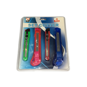 MNJ Set Cutter 4 Pcs Utility Knife Assorted Colors For Office And Home Use - Product Image 1