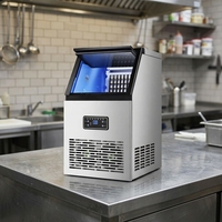 Machine à glaçons automatique industrielle en acier inoxydable à température unique de 60 kg pour restaurants, bars, magasins, KTV, cafés, hôtels