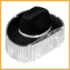 12cm Rhinestone Tassel Cowboy <b>Hat</b>-Personalized Jazz Pink Unisex Travel Casual Outdoor <b>Hat</b> - Product Image 3