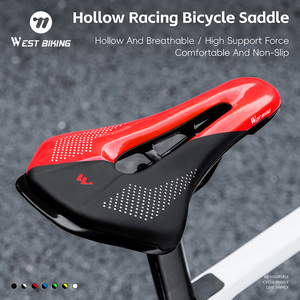 Sillín <span class=keywords><strong>de</strong></span> Bicicleta <span class=keywords><strong>de</strong></span> Carreras WEST BIKING con Guía <span class=keywords><strong>de</strong></span> Aire Hueca, Cómodo, Aerodinámico, Antideslizante, Absorbe Impactos, Repuesto - Product Image 1