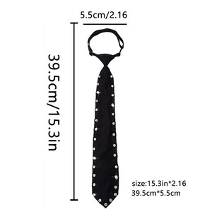 Corbata Negra con Pedrería de Poliéster Estilo Preppy para Camisas y Trajes - Product Image 3