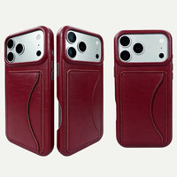 Coque en PU texture croco durable avec porte-cartes cousu, protection d'objectif surélevée et bord anti-rayures pour iPhone 17 Pro Max