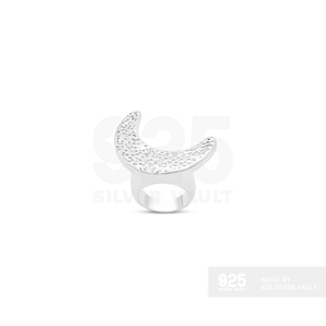 Fabulous Class Celestial Aesthetic Statement Crescent <b>Moon</b> Pitted Texture Sterling Silver 925 <b>Rings</b> - Product Image 2