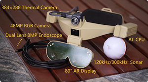 Lunettes de vision nocturne thermique pour la chasse avec IA et réalité augmentée, écran 80 pouces, caméra de détection de poissons sonar 120kHz/300kHz C3000H à double objectif - Product Image 4