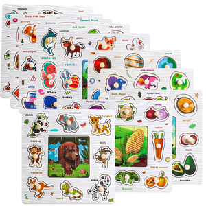 Planche de puzzle en bois multifonctionnelle créative, outil d'apprentissage cognitif Montessori pour la petite enfance, jouet pour les tout-petits pour le temps de jeu - Product Image 1