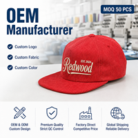 Topi Snapback Berbahan Katun 100% dengan Bordir 3D Korduroi Merah Custom, Gaya Sporty, Huruf Vintage, Streetwear, Model Terstruktur, Pinggiran Datar