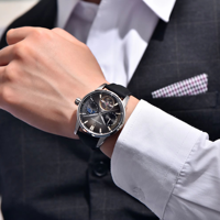 Montre mécanique automatique Pagani Design PD-YS021 en cuir PU, chronographe lumineux, étanche, phase de lune, montre mécanique pour homme