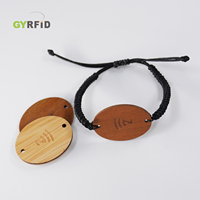 Bracelet NFC en bois tressé personnalisé avec étiquette en bambou, bracelet en bois tressé avec carte pour événements festifs