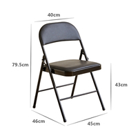 Chaise pliante en métal et cuir noir, design ergonomique, style moderne, rembourrée, pour événements extérieurs, bureau, formation, mariage