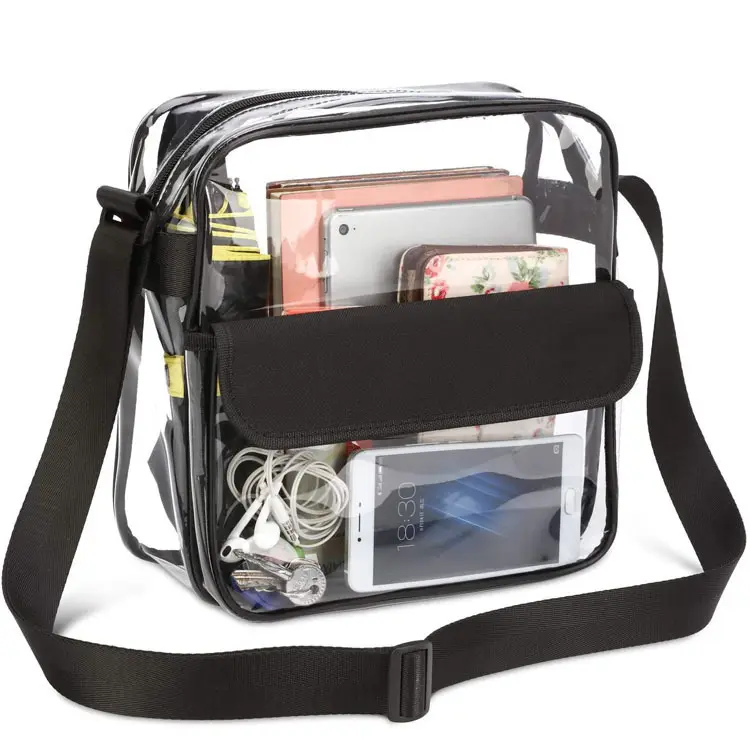 Eco Clear Crossbody Messenger Schoudertas Met Rits Sluiting Verstelbare Riem Stadion Goedgekeurd Clear Tassen Voor Vrouwen En Mannen