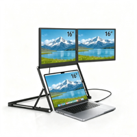16 écrans portables supplémentaires flexibles pour ordinateur portable, extension d'écran double pour voyage, moniteur externe mobile supplémentaire