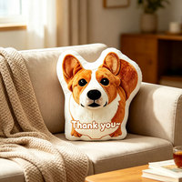 Coussin en peluche personnalisé avec visage d'animal brodé, lavable, écologique, cadeau de Noël, décoration intérieure, acheteurs en gros