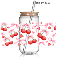 100 + Coquette arc 16OZ verre UV DTF tasse Wrap autocollants rose arc ruban Coquette Uv Dtf Wrap arc verre tasse Wrap décalcomanie