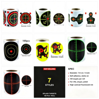 Cibles de tir personnalisées de 8 pouces, autocollantes, réactives, en papier fluorescent, pour l'entraînement en extérieur sur stand de tir
