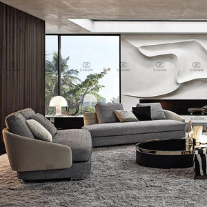 <span class=keywords><strong>Housse</strong></span> de <span class=keywords><strong>canapé</strong></span> ronde à <span class=keywords><strong>Angle</strong></span> de Section grise, Design moderne en tissu, pour salon, hall <span class=keywords><strong>d</strong></span>'entrée - Product Image 4