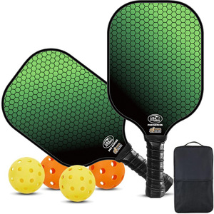 Peak Pickleball Paddle Set 16mm Fiberglass Anti <b>Slip</b> Training Green Set - Product Image 1