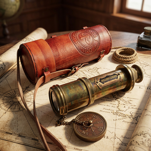 Auténtico antiguo telescopio marino Dollond Londres náutico Spyglass Funda de cuero mejor regalo artículo latón Metal Material madera - Product Image 3