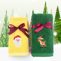 Toalla de Algodón Navideña con Logotipo Personalizado, Toalla de Mano Bordada con Diseño de Santa Claus, Corona de Navidad y Muñeco de Nieve, Toalla de Algodón Puro para Regalo Navideño, Suministro al por Mayor