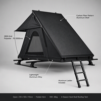 Tente de toit Zentopia en fibre de carbone ultra légère et ultra fine, coque rigide, 2 personnes, imperméable, échelle télescopique, installation rapide