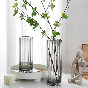 斯堪的纳维亚轻奢华透明花瓶水生竹百合花玻璃花瓶客厅餐桌装饰简单